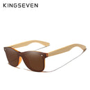Marca KINGSEVEN, gafas de sol polarizadas con templos de bambú para hombre, gafas cuadradas clásicas, gafas de sol Retro de moda para mujer, logotipo personalizado