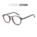 HDCRAFTER Prescription Eyeglasses Frames For Men and Women Retro Round Wood Grain Optical Glasses Frame with Clear Lens