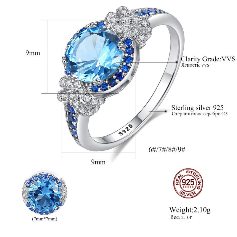 CZCITY Big Pure 925 Sterling Silver Sapphire Gemstone Rings for Women Fine Jewelry Luxury Engagement & Wedding accessories Gifts