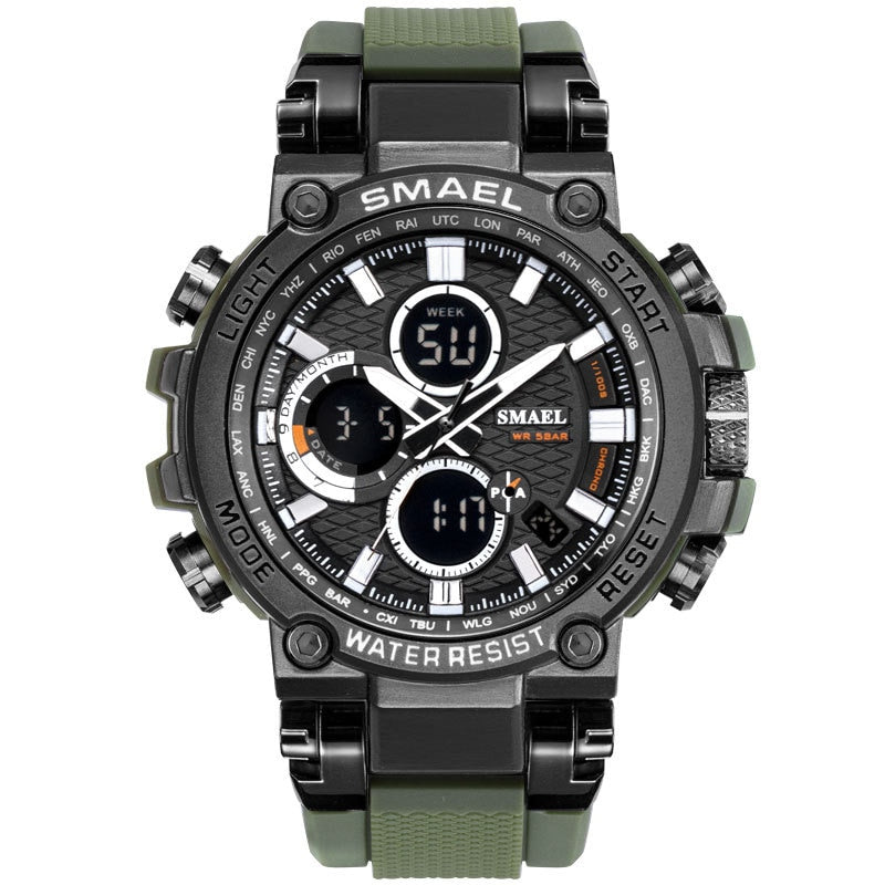 SMAEL Men Sport Watches Digital Double Time Chronograph Watch Mens LED Chronometre Week Display Wristwatches montre homme Hour