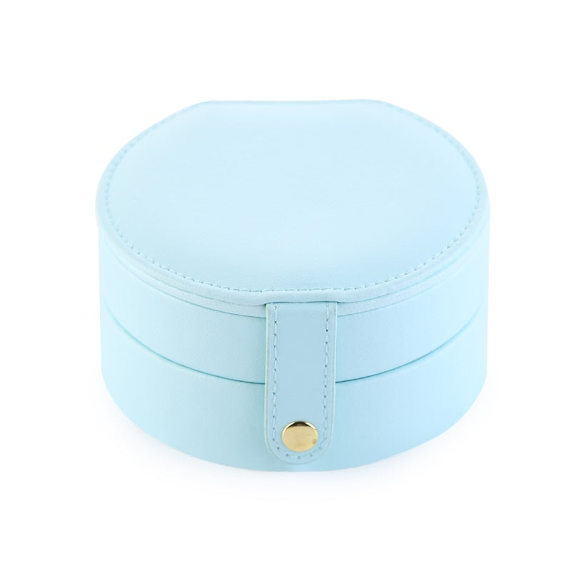 New Portable Leather Jewelry Box Princess European Korean Simple Small Mini Earrings Rings Storage Case Hot Sell