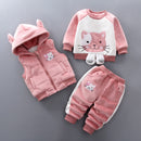 Baby Girls Winter Autumn Clothing Sets Newborn Baby Casual Velvet Thick 3pcs Tracksuits For Bebe Girls