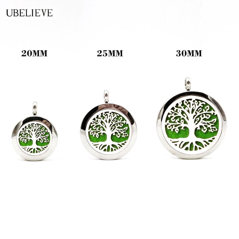 Tree Hollowed Magnetic Aromatherapy Diffuser  Pendant Chain Necklace Stainless Steel Perfume  Essential Oil Locket Necklace