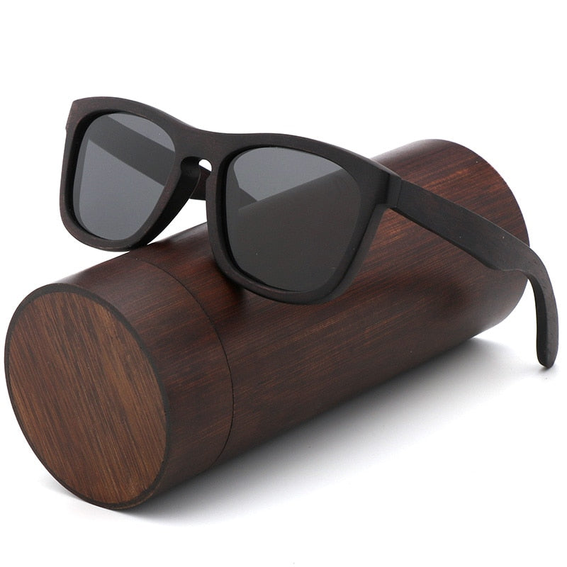 Retro men polarized women sunglasses Black wood Kids Couples sun glasses handmade  UV400 With bamboo wooden box