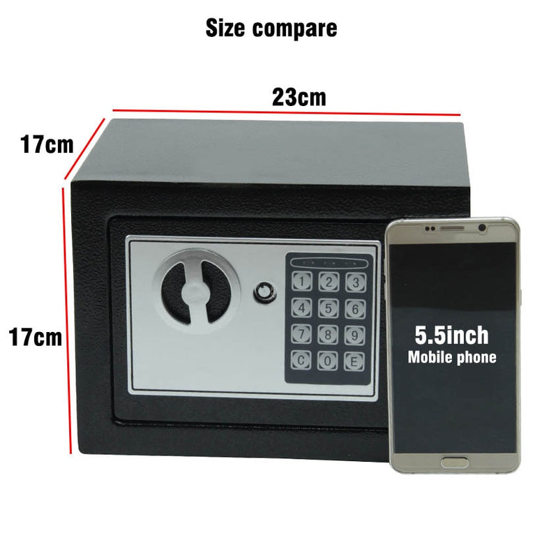 Digitaler Safe Kleiner Haushalts-Mini-Stahlsafe Geldbank-Sicherheitsbox Bewahren Sie Bargeld, Schmuck oder Dokumente sicher mit Schlüssel auf