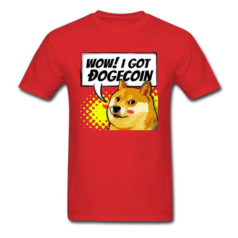 I Got Dogecoin Doge Meme T-shirt Funny Mens Clothing Black Tops Cotton Tees Man No Fade T Shirt Boyfriend Gift Tshirts