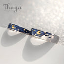 Anillos de pareja de esmalte de Thaya Van Gogh Sky Star moon s925 anillos de plata con purpurina anillo de compromiso joyería de boda para mujer