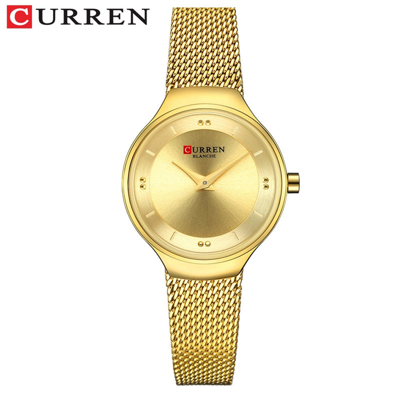 Elegante Damenuhren CURREN Mode Quarz Edelstahl Mesh Uhr Weibliche Einfache Armbanduhr für Damen Uhr reloj mujer