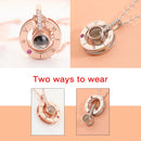 MNWT Rose Gold 100 languages I love you Projection Pendant Necklace Women Love Memory Wedding Necklace