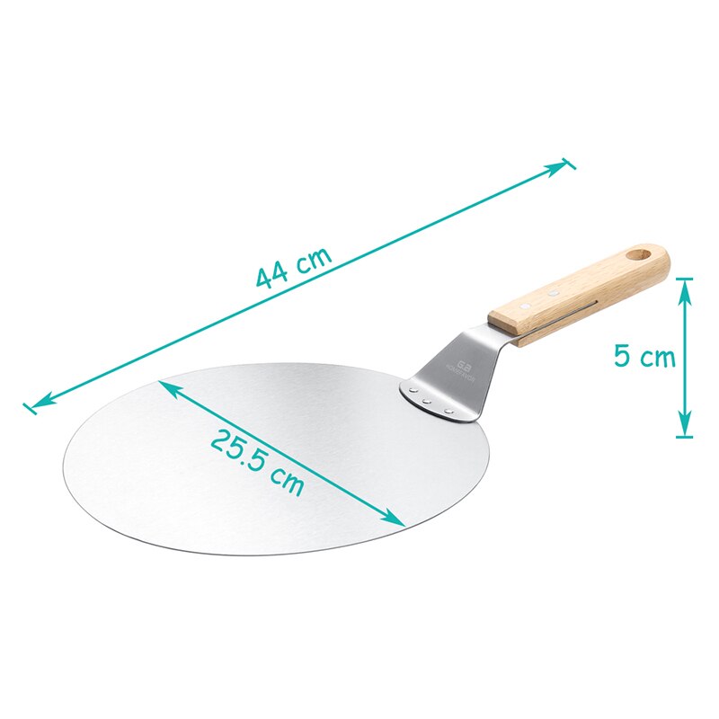 Pizza Shovel Pastry Tools Accessories Pizza Peel Round Stainless Steel Non-stick Pizza Paddle Spatula With Oak Wooden Handle