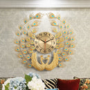 Double Peacock Wall Clock Modern Design Home Decor Art Wall Watch Living Room Bedroom Silent Clock Wall Metal Digital Clocks