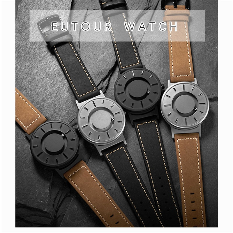 EUTOUR Rome, relojes con esfera digital, marca de lujo para hombre, reloj de cuarzo informal a la moda, relojes de pulsera sencillos con correa de cuero y lona para hombre