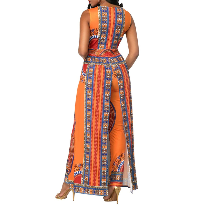 BAIBAZIN Afrikanische Kleider für Frauen Explosion Modelle Mode Herbst Positionierung Druck Orange Ethnische Hosen