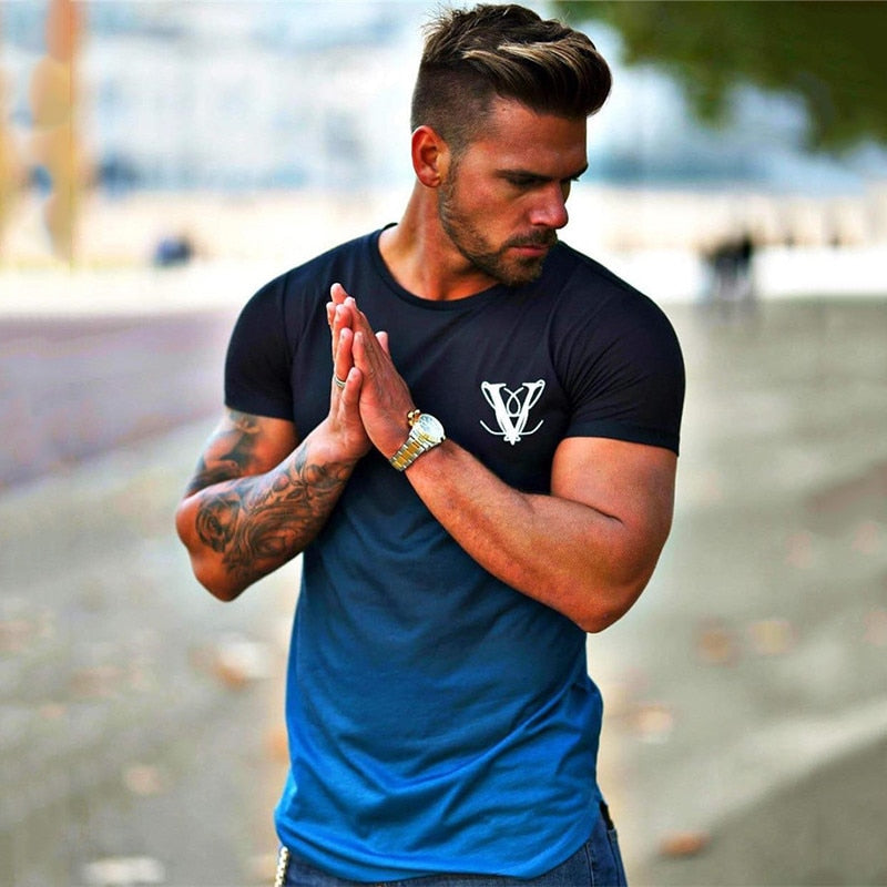 2019 Neue Marke Kleidung Turnhallen Enge Baumwolle T-Shirt Herren Fitness T-Shirt Homme Turnhallen T-Shirt Männer Fitness Sommer T-Shirts Tops