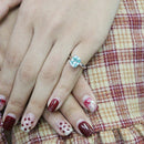 Anillo de compromiso de moissanita con piedra central de moissanita de corte verde y azul, 3 quilates y 2 quilates, plata