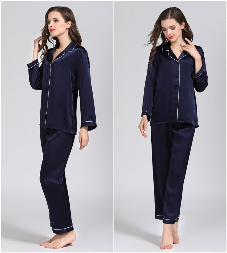 Klassisches Pyjama-Set aus 100 % reiner Seide, Nachtwäsche, Nachthemd, ML, XL, YM007
