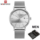 NAVIFORCE Couple Watch Luxury Quartz Mens Watch Women Simple Wristwatch Clock for Male Female Waterproof Lovers Gift Watch 2019