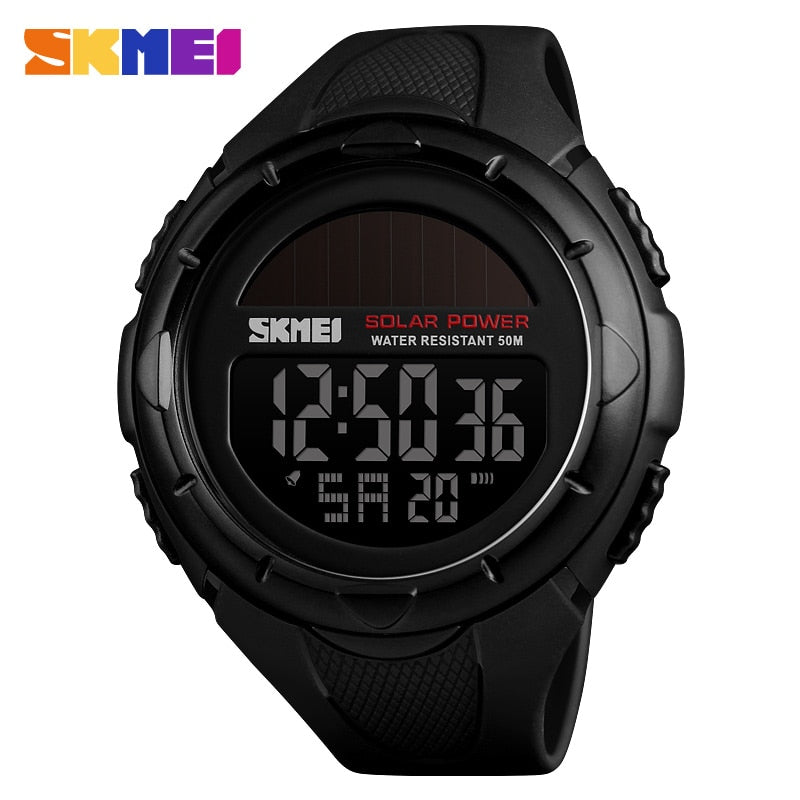 SKMEI Military Sportuhren Herren Solar Power Outdoor Shock Digitaluhr Chrono 50M Wasserdicht Armbanduhren reloj deportivo