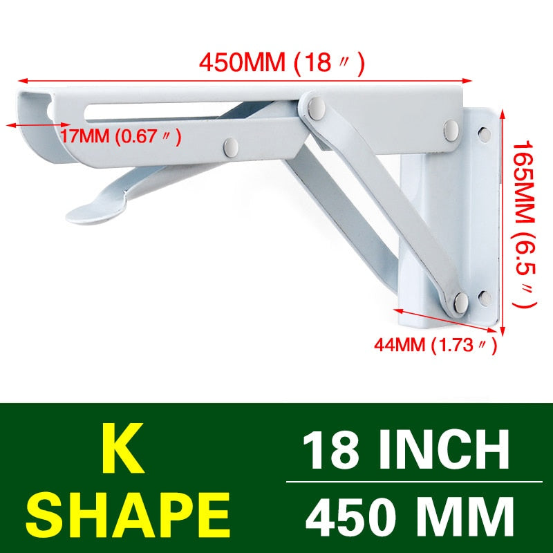 NAIERDI 2PCS Folding Angle Bracket 8-20 Inch Triangle Shelf Heavy Support Adjustable Wall Mounted Bench Table Furniture Hardware