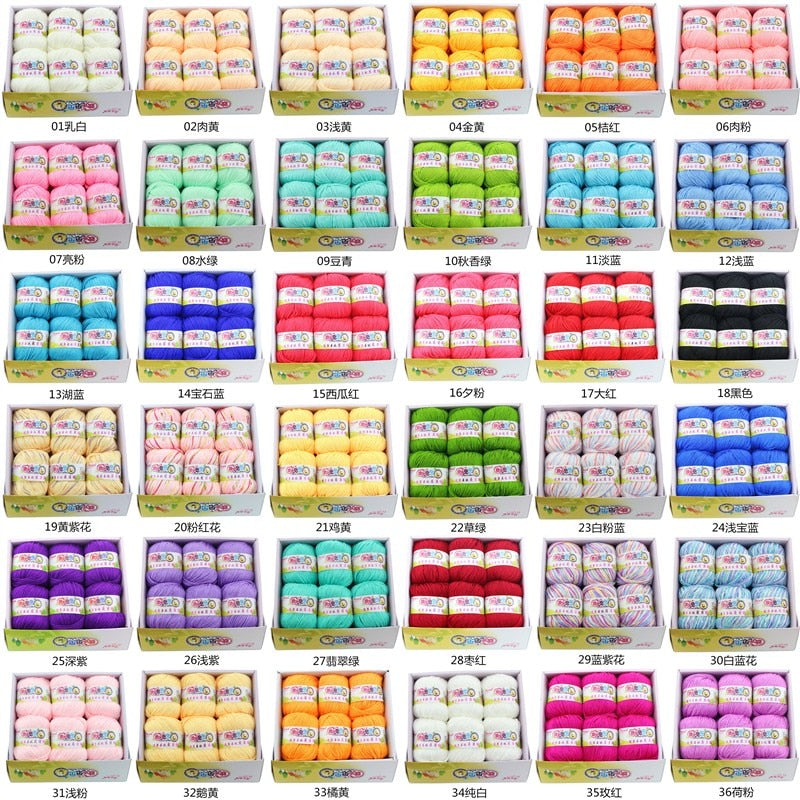 6balls/lot 73 Colors Milk Cotton Yarn Baby Wool Yarn DIY Knitting Children Sweater Hat Hand Knitted Yarn Knit Blanket Crochet