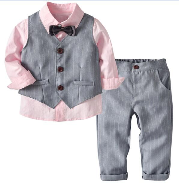 Jungen Kleidung Frühling Herbst Mode Baby Anzug Britische Wind Kinderanzüge Gentleman Langarm Shirt Weste Hosen Kinder Sui