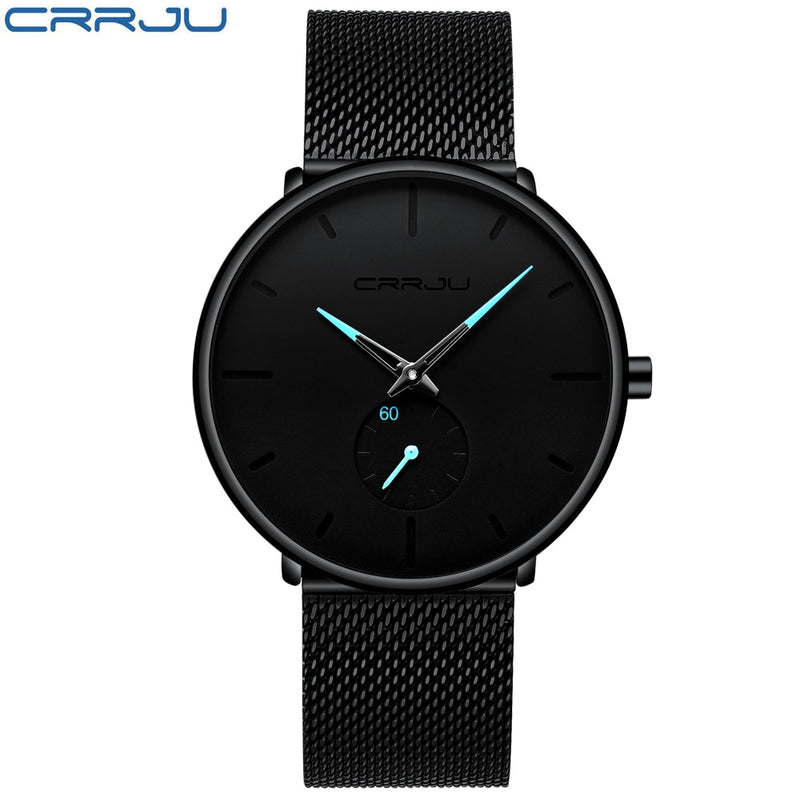 CRRJU Relojes para hombre Ultrafino Minimalista Impermeable - Reloj de pulsera de moda para hombre Vestido unisex con banda de malla de acero inoxidable