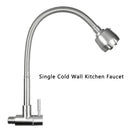 Grifo de cocina montado en la pared de acero inoxidable Mezcladores de cocina de pared Grifo de fregadero de cocina Manguera flexible giratoria de 360 ​​​​grados Agujeros dobles