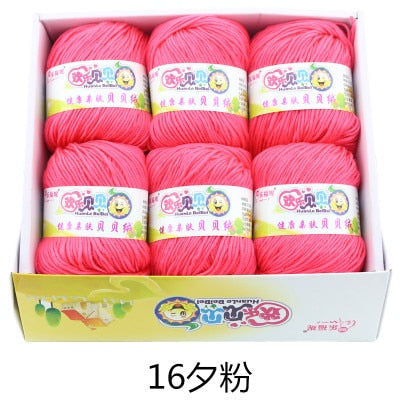 6balls/lot 73 Colors Milk Cotton Yarn Baby Wool Yarn DIY Knitting Children Sweater Hat Hand Knitted Yarn Knit Blanket Crochet