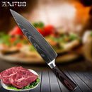 XITUO Kitchen Chef Knife Laser Damascus Pattern High Carbon Stainless Steel Non-stick Frozen Santoku Utility Cleaver Bread kni