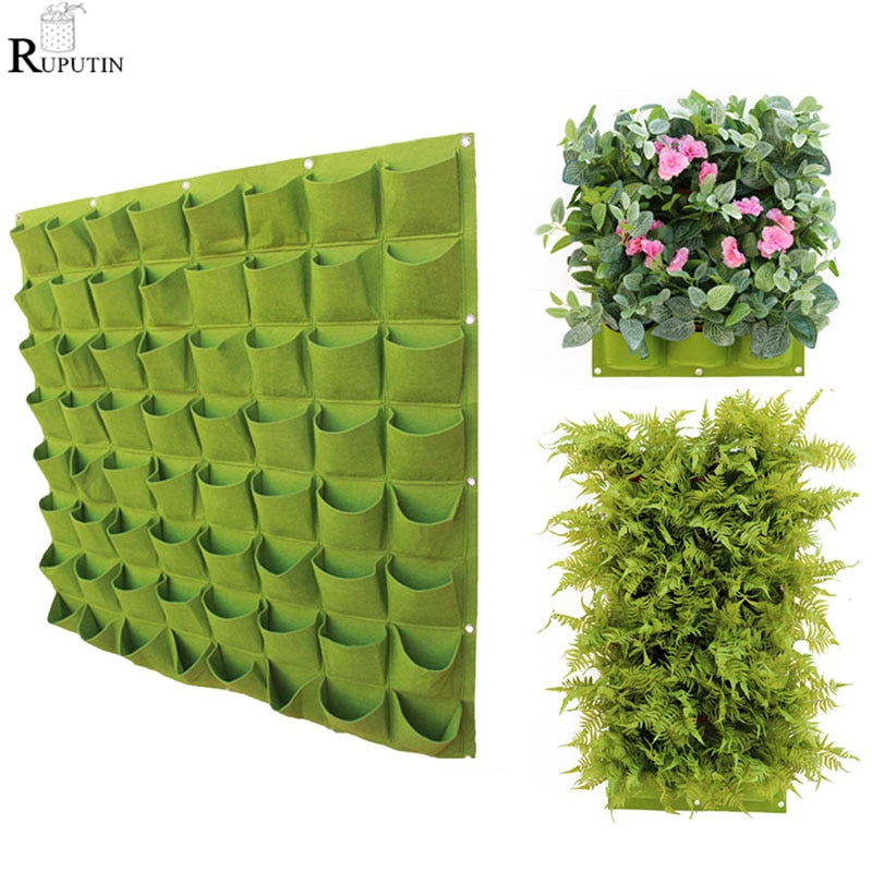 Bolsas de plantación para colgar en la pared, 24 bolsillos de tamaño, bolsa de cultivo verde, jardinera Vertical, bolsa de bonsái para vida vegetal y jardín, suministro de flores para el hogar