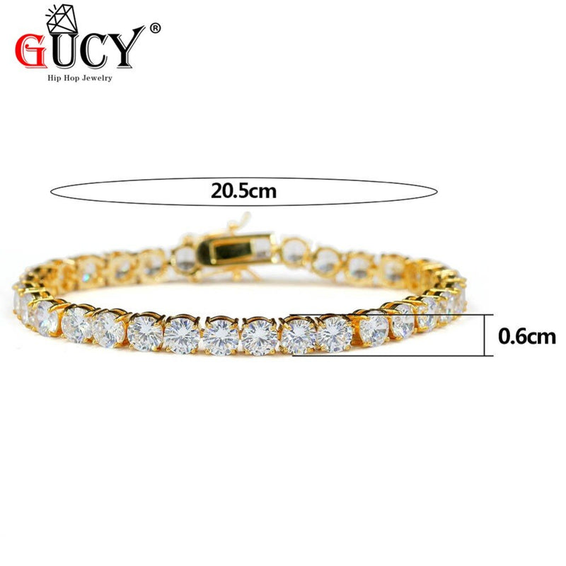 GUCY 3mm 4mm 5mm 6mm Mens AAA Cubic Zirconia tenis cadena pulsera Hip Hop joyería Iced Out 1 fila CZ regalo de cumpleaños