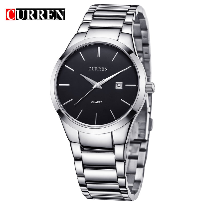 CURREN Luxury Classic Fashion Business Men Watches Display Date Quartz-watch Male Wristwatch Full Steel Clock relogio masculino