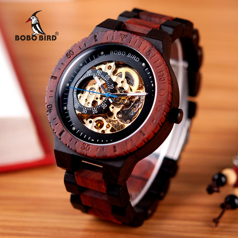 Reloj Mecánico de madera BOBO BIRD para hombre, relojes grandes para hombre, relojes de lujo de la mejor marca, relojes erkek kol saati, triangulación de envíos