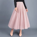 OHRYIYIE Beige Pink Maxi Long Skirt Spring Autumn Womens 2023 New Summer Tulle Skirt Party Mesh A-line Skirts Female Jupe Longue