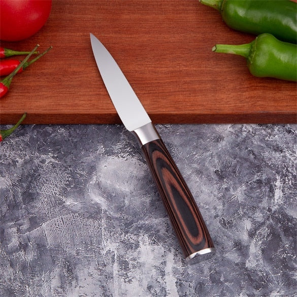 Juego de cuchillos de cocina Mokithand, cuchillos de Chef japoneses profesionales 7CR17, cuchillo para pelar carne Santoku de acero inoxidable de alto carbono