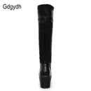 Gdgydh Large Size 43 Lace Up Knee High Boots Women Autumn Soft Leather Fashion White Square Heel Woman Shoes Winter Hot Sale