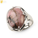 CSJA Neue Frauen Fingerringe Oval Naturstein Cabochon Tigerauge Opal Unakit Rosa Quarz Lapislazuli Chakra Ehering E583