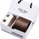 New Design Tie Set With Gift Box Jacquard Woven gravata Silk Tie Hanky Cufflinks Necktie Sets For Wedding Party Men