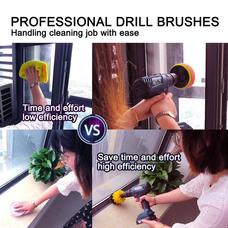 18Pcs Drill Brush Kit , Power Scrubber Clean, All Purpose For Leather Plastic Wooden Furniture Car Sofa, Kitchen, Bathroom etc