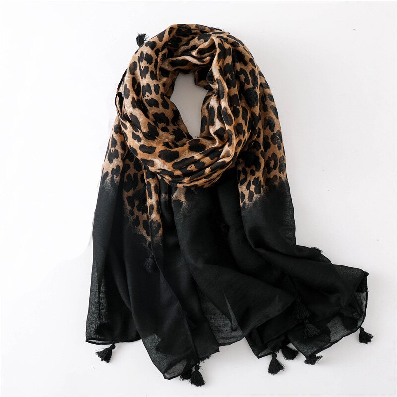 2021 Fashion Women Gradient Leopard Print Scarf Soft Pretty Big 180*100cm Leopard Stole Thin Warm Large Shawls cachecol Wraps