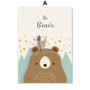 Oso, conejo, zorro, ciervo, guardería, cuadro sobre lienzo para pared, carteles nórdicos de dibujos animados e impresiones, cuadros de pared, decoración para habitación de niños y niñas
