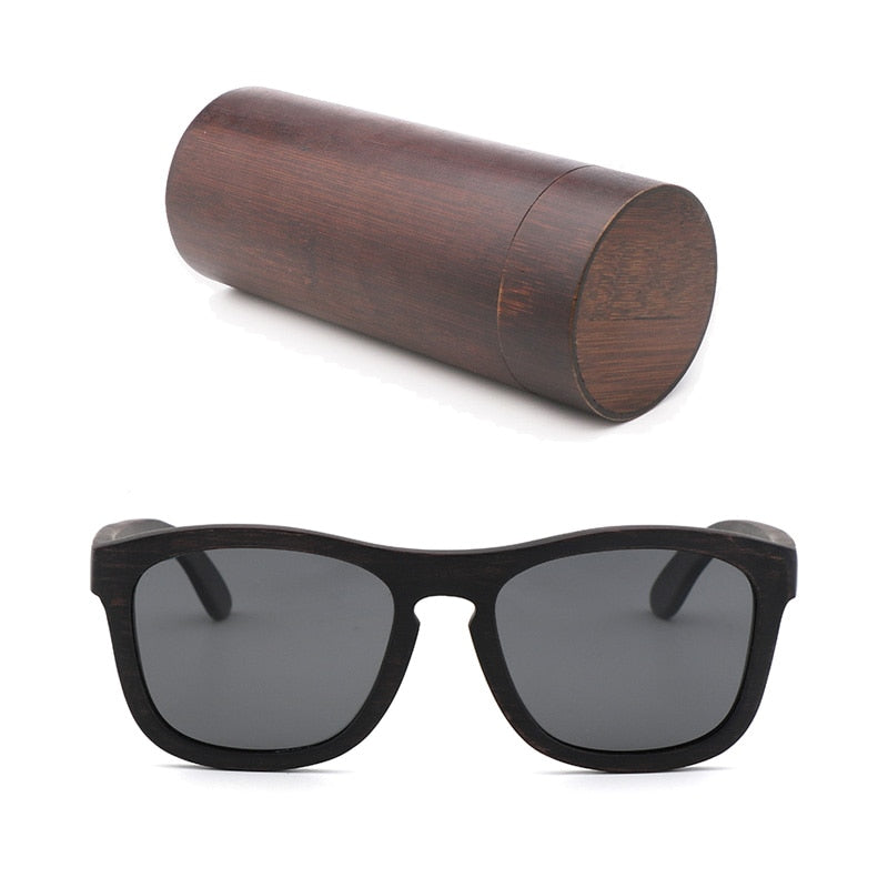 Retro-Männer polarisierte Frauen-Sonnenbrille Schwarzes Holz Kinderpaar-Sonnenbrille handgefertigt UV400 Mit Bambus-Holzkiste