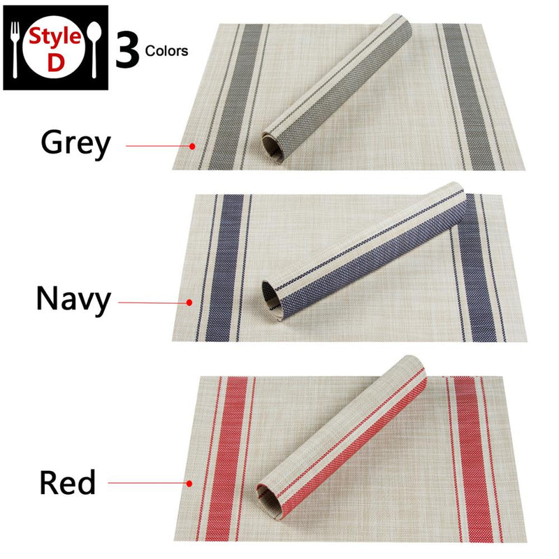 Set of 4 Table Placemats for Dining Table Woven Mats Non-slip Place Mats Set Cup Coaster Plastic Napkins for Kitchen and Home