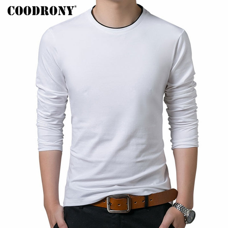 COODRONY T Shirt Men 2019 Autumn Casual All-match Long Sleeve O-Neck T-Shirt Men Brand Clothing Soft Cotton Tee Shirts Tops 8617