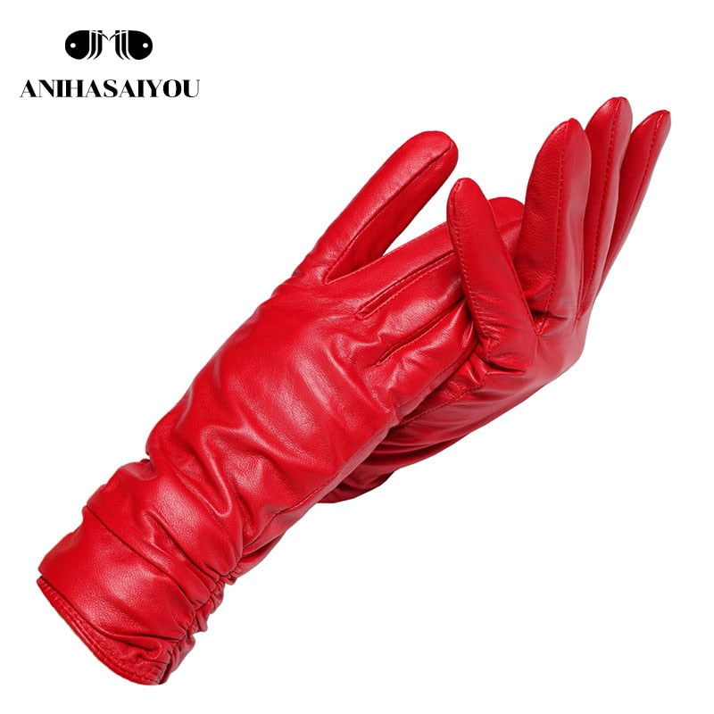 2019 fashion new products winter leather gloves short leather gloves women Wrist tightening design winter leather gloves women