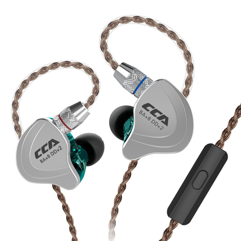 CCA C10 Auriculares 4BA + 1DD Tecnología híbrida HiFi In Ear Music DJ Gamer Auriculares deportivos Auriculares con monitor de cancelación activa de ruido