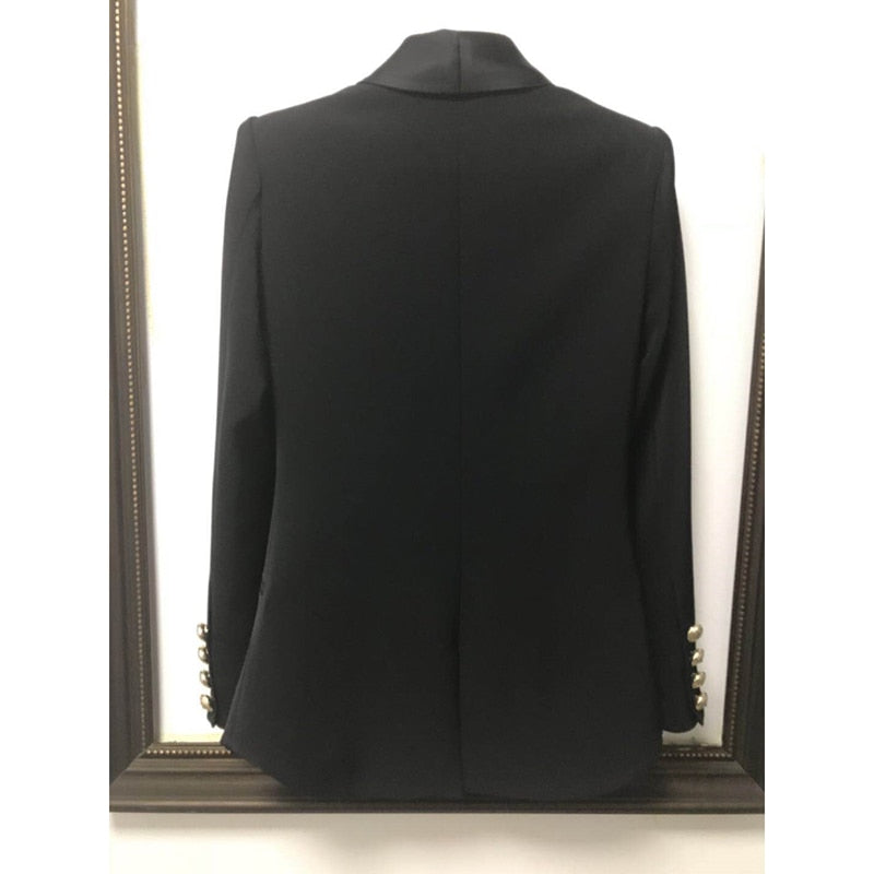 Chaqueta elegante de carrera con estilo de excelente calidad para mujer, cuello chal, botones de león, cinturón con cordones, chaqueta Blazer