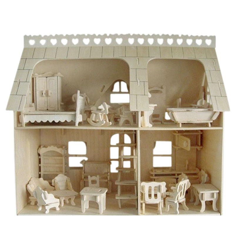 Wooden assembly miniature dollhouse for dolls mini furniture sets DIY doll house pretend play puzzle toys for children girls kid