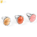 CSJA Neue Frauen Fingerringe Oval Naturstein Cabochon Tigerauge Opal Unakit Rosa Quarz Lapislazuli Chakra Ehering E583