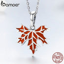 BAMOER 100% 925 Sterling Silber Herbst Ahorn Blätter Anhänger Halskette für Frauen Luxus Sterling Silber Schmuck Geschenk CC585